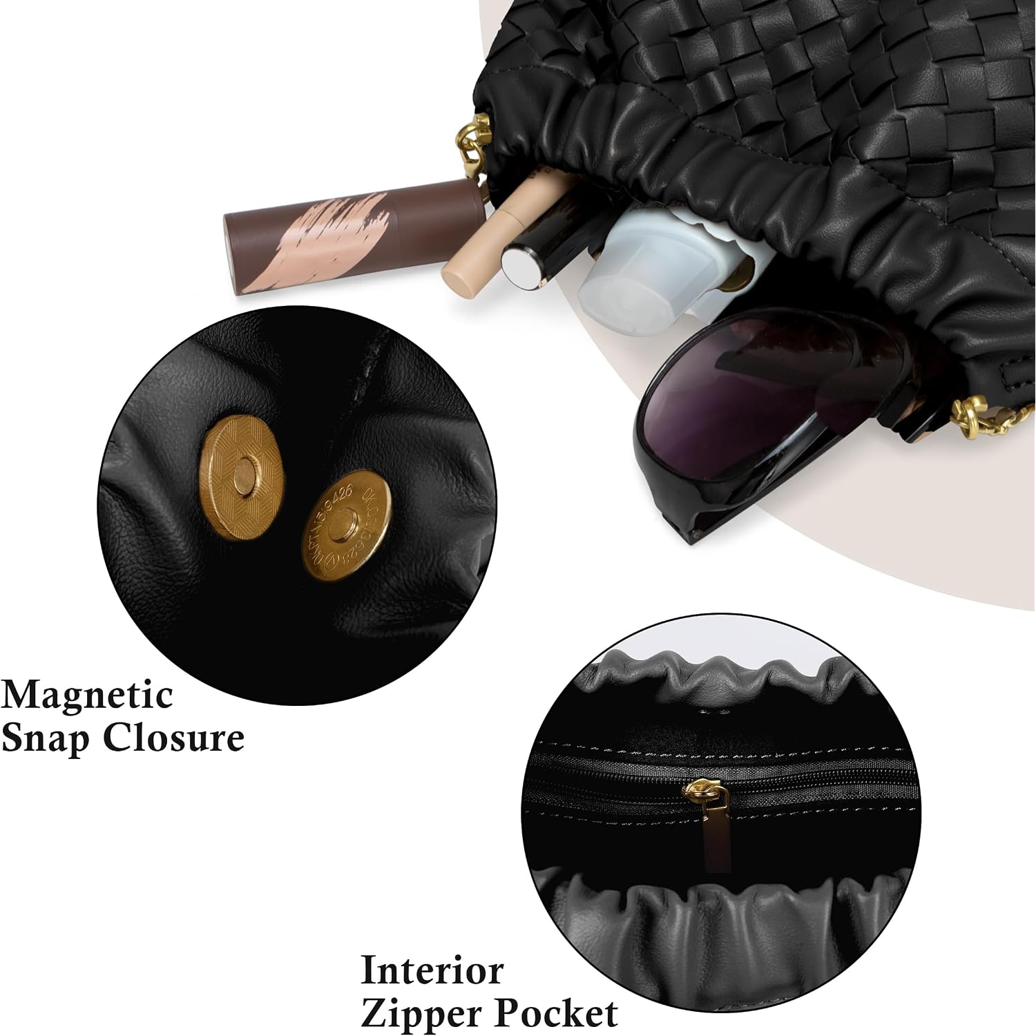 Joryin Woven Women'S Crossbody Bag & Evening Purse, Trendy Dumpling Clutch & Hobo Cloud Shoulder Bag Trendy Dumpling Clutch