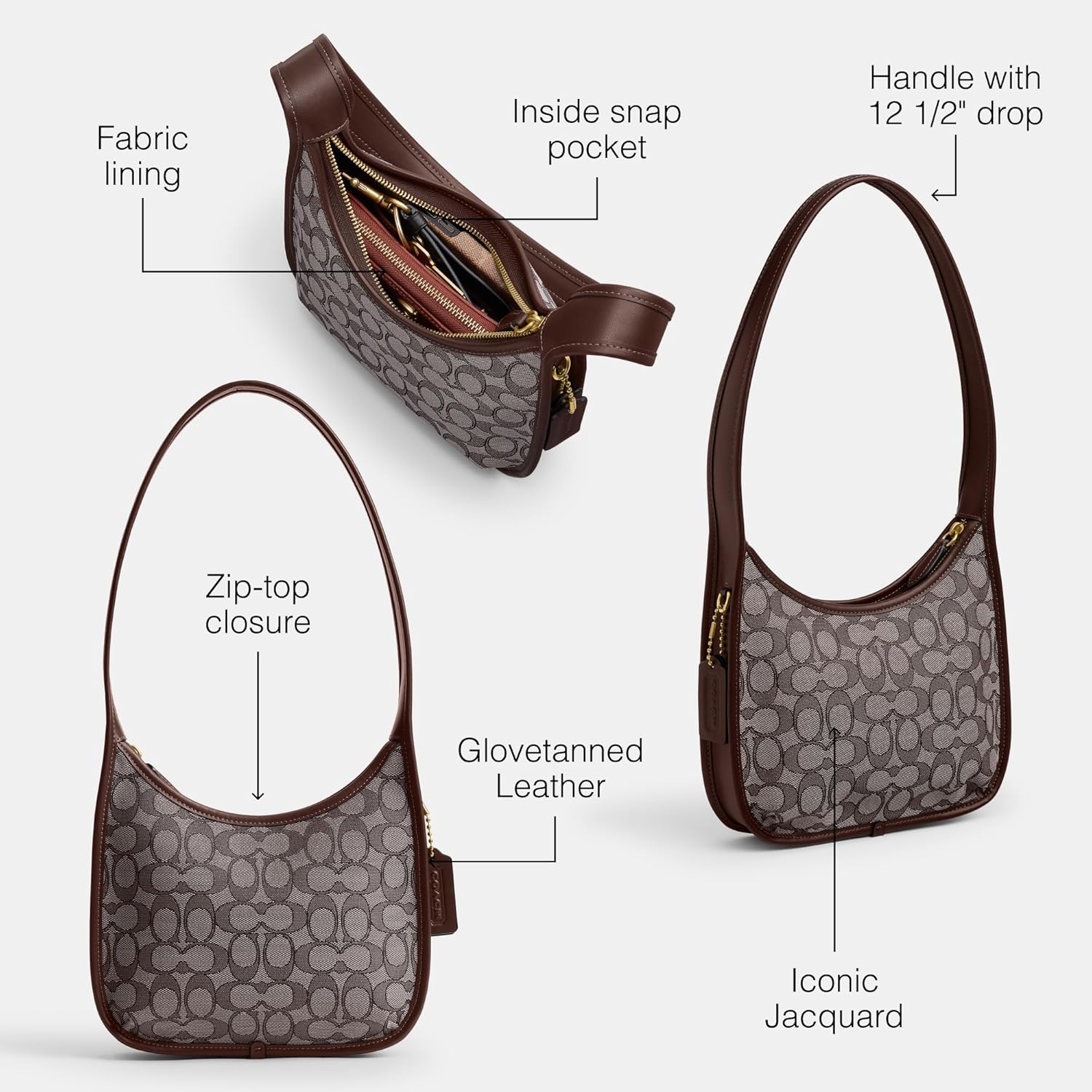 Coach Curve Zip Bag in Signature Jacquard
