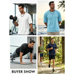 Runcati Mens Casual T-Shirts Short Sleeve Lightweight Oversized Summer Cotton Tee Beach Crew Neck Tops