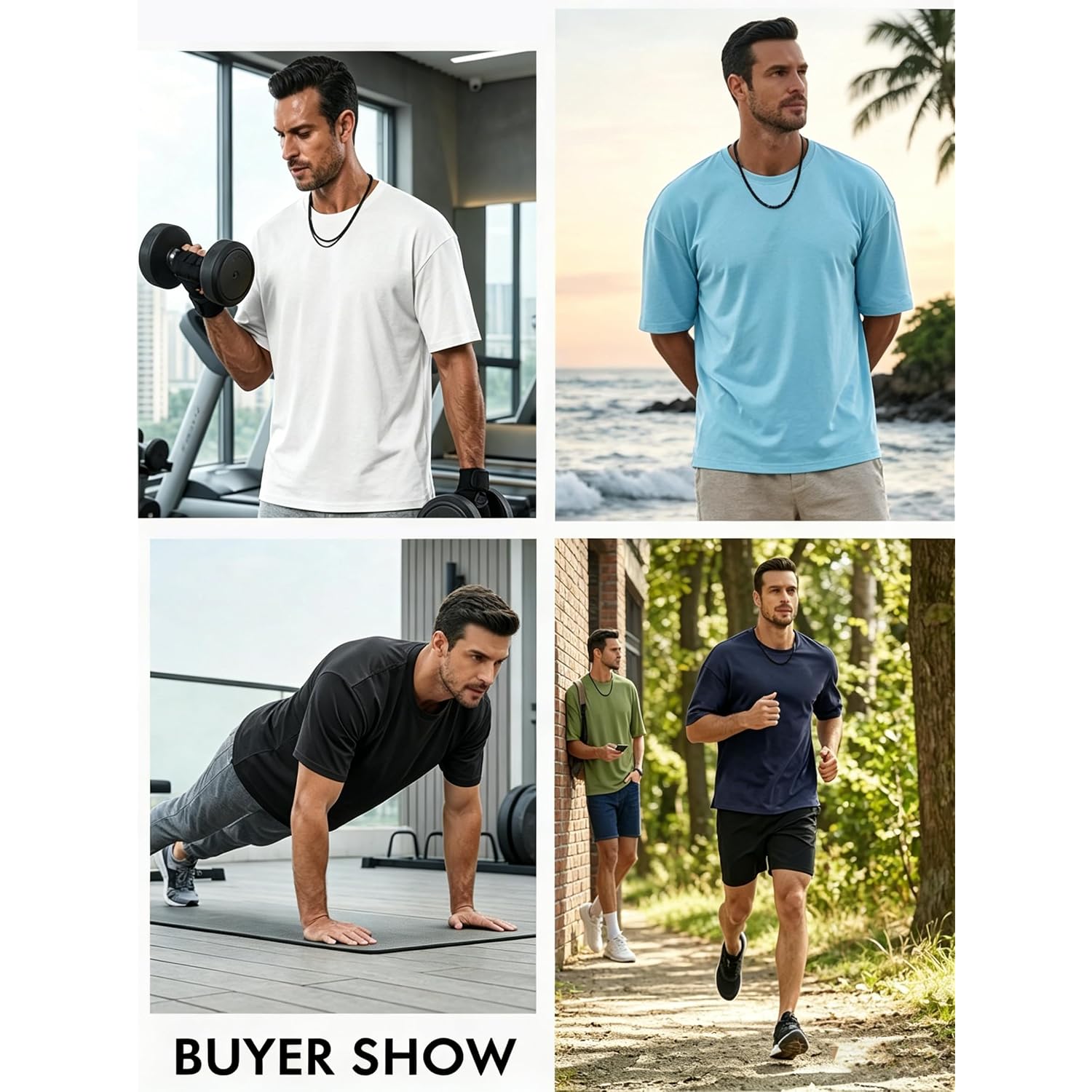 Runcati Mens Casual T-Shirts Short Sleeve Lightweight Oversized Summer Cotton Tee Beach Crew Neck Tops