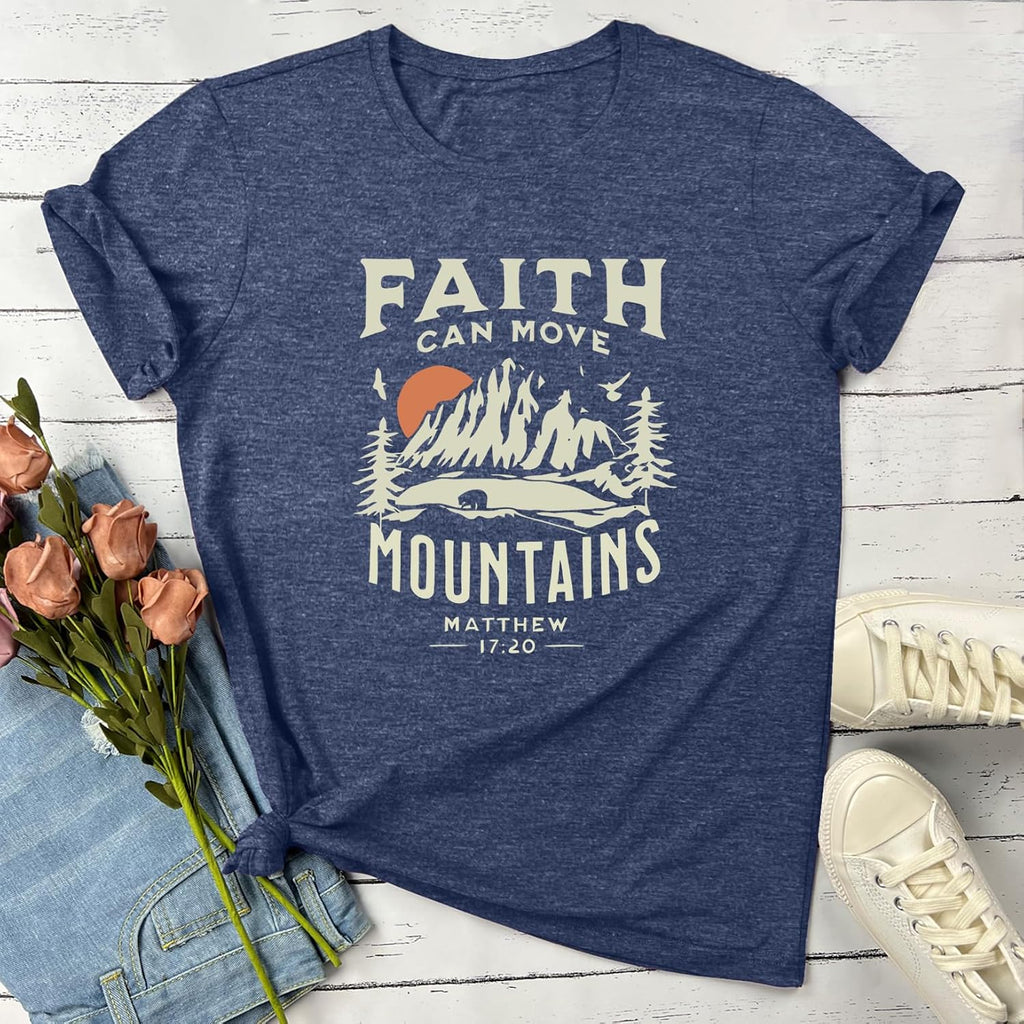 Women Graphic T-Shirts Cute Tees Summer Causal Tops Heather Navy