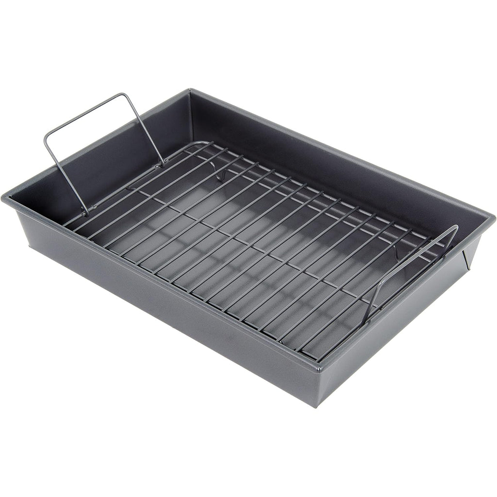 Chicago Metallic Professional Non-Stick Roast Pan With Non-Stick Rack, 13-Inch-By-9-Inch