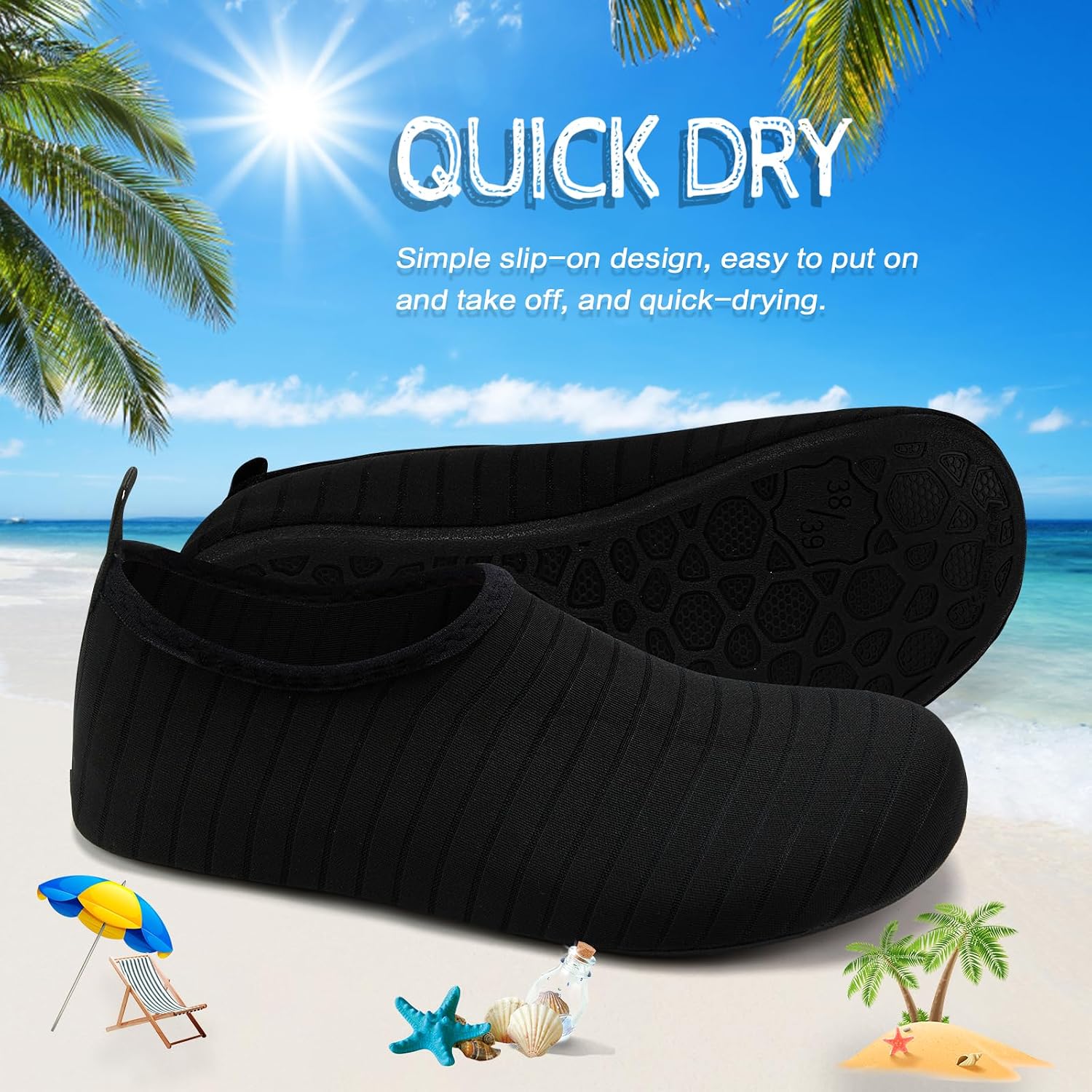 Anluke Water Shoes Barefoot Aqua Yoga Socks Quick-Dry Beach Swim Surf Shoes For Women Men