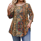 IN'VOLAND Plus Size Tops for Women 3/4 Sleeve Loose Shirts to Wear with Leggings Summer Fall 2025 Clothes