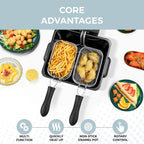 Alpha Living Electric Deep Fryer – 4.5L Deep Fryer With Basket With 2-Quart And 4-Quart Baskets – High-Grade Stainless Steel – Temperature Control And Timer – Ideal For Fried Chicken, Fries