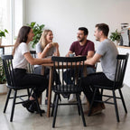 Windsor Dining Chairs, Farmhouse Wooden Dining Room Chairs, Solid Wood Kitchen Chairs With Spindle Back Set Of 4, Black