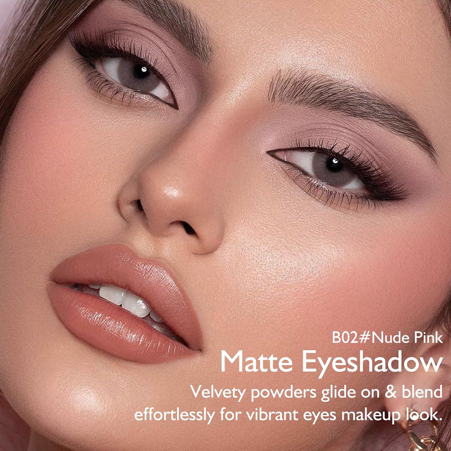 Nude Pink Matte Eyeshadow Palette, Single Eye Shadow Palette High Pigment sombras para ojos Nude Eyeshadow Velvet Compact Pressed Powder Primer Lightweight Blendable for Daily Natural Eye Makeup