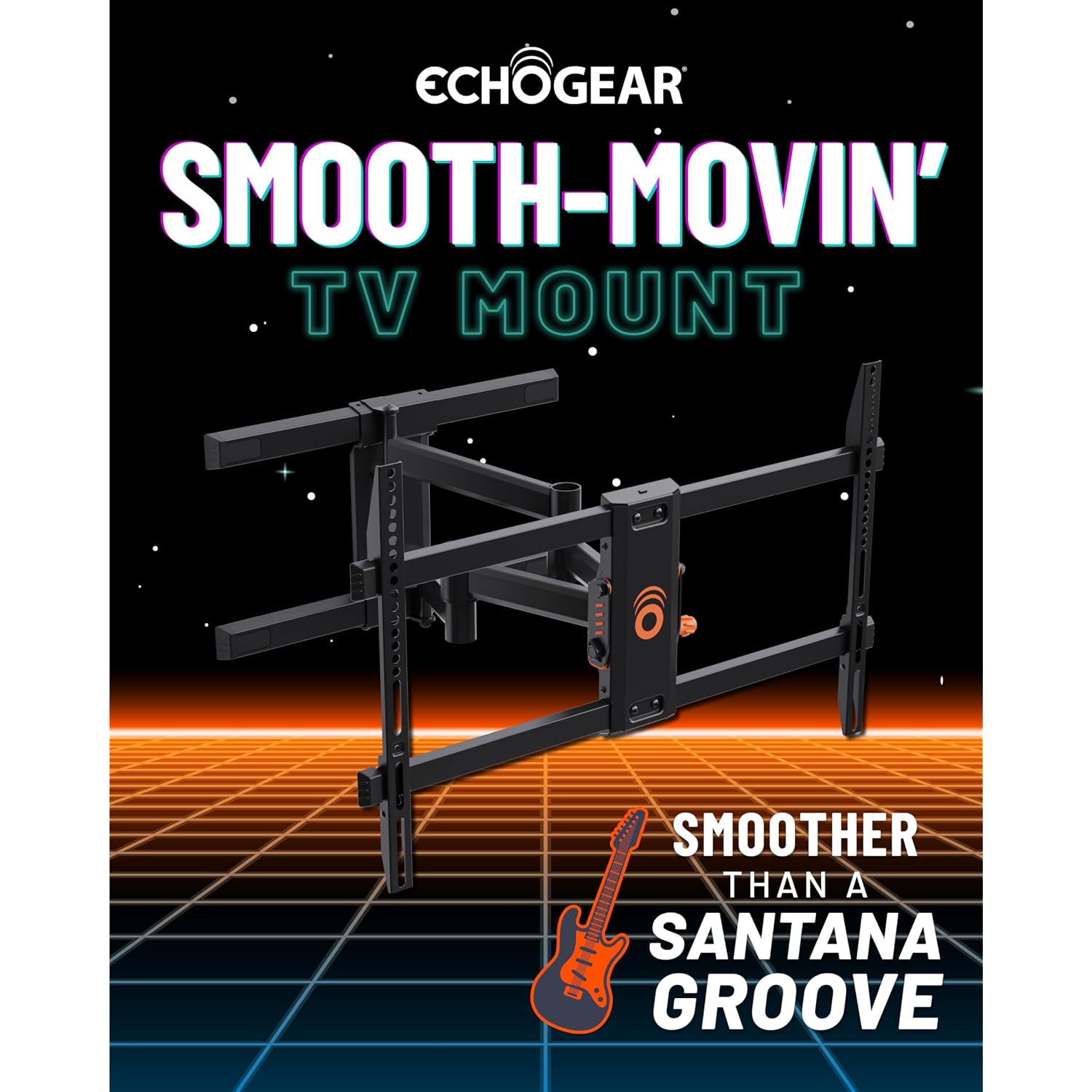 Echogear Full Motion Articulating Tv Wall Mount Bracket For Tvs Up To 82" - Smooth Extension, Swivel, & Tilt - Wall Template For Easy Install - Centers & Levels After Mounting Plus Hides Your Cables