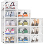 Simpdiy Shoe Storage, 12 Pack Shoe Organizer For Closet, Shoe Boxes Clear Plastic Stackable Shoe Containers With Lids For Size 10
