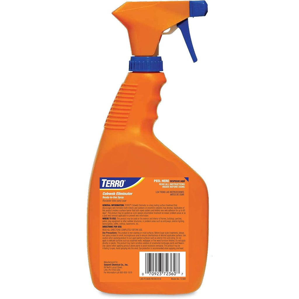 Terro Cobweb Eliminator, Spiderweb Repellent Spray For Indoor & Outdoor Use | Ready-To-Use Formula For Home Defense, Prevents Spider Web Formation, Long Lasting Outdoor Protection, T2360