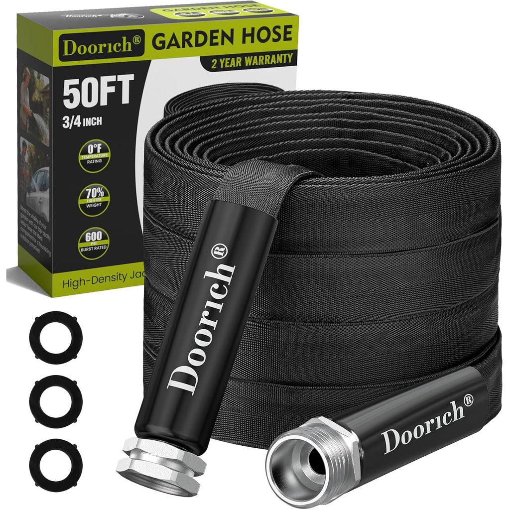 Garden Hose, Lightweight, Ultra Flexible, Durable, Kink-Free Water Hose - Made Of Tpu, Drinking Water Safe Material, Non-Shrinking, Easy To Store, All-Weather, Black (50 Ft)