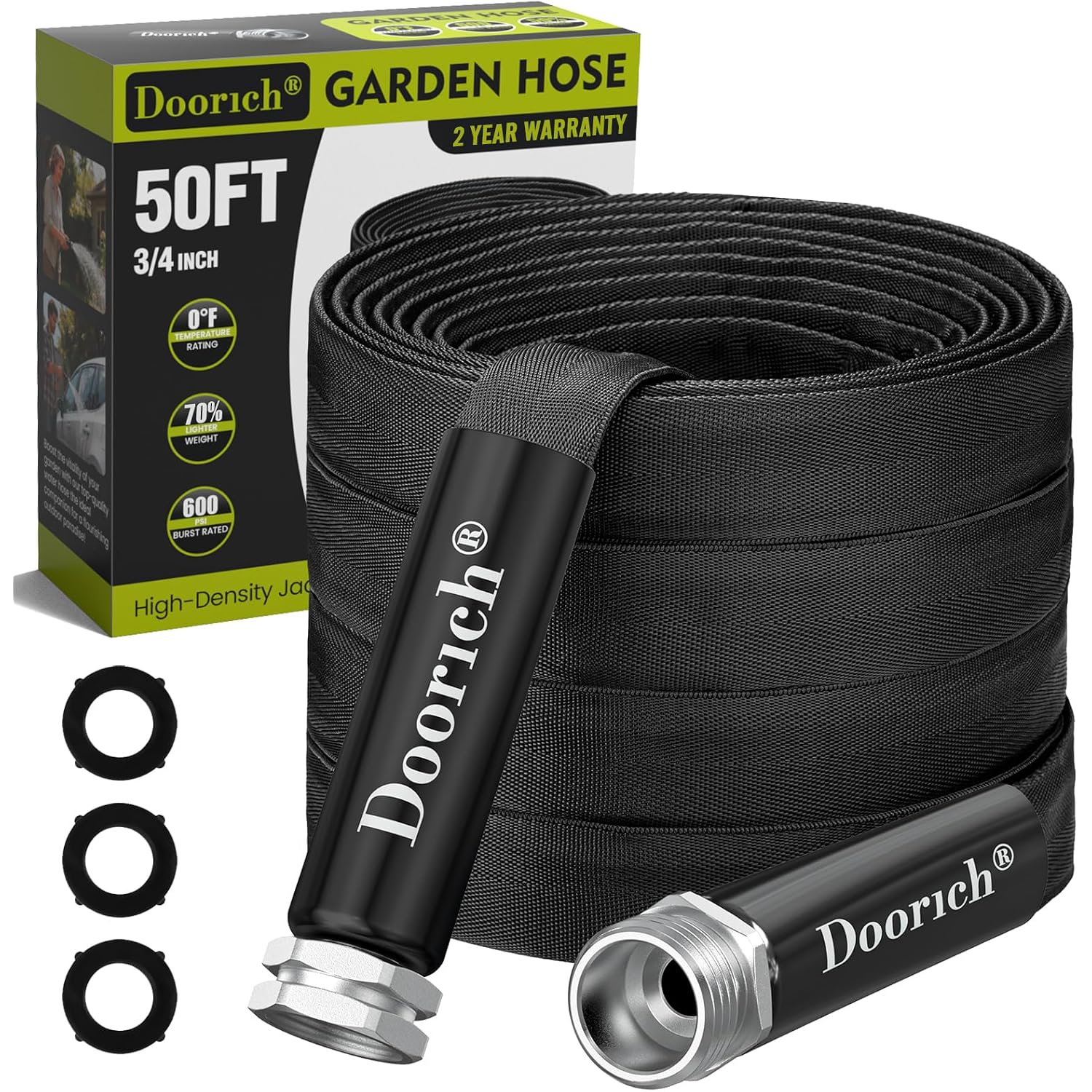 Garden Hose, Lightweight, Ultra Flexible, Durable, Kink-Free Water Hose - Made Of Tpu, Drinking Water Safe Material, Non-Shrinking, Easy To Store, All-Weather, Black (50 Ft)