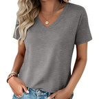 Zeagoo Womens Tops Summer Casual Short Sleeve Tshirts Business Basic Spring V-Neck Shirts Outfits S-3XL