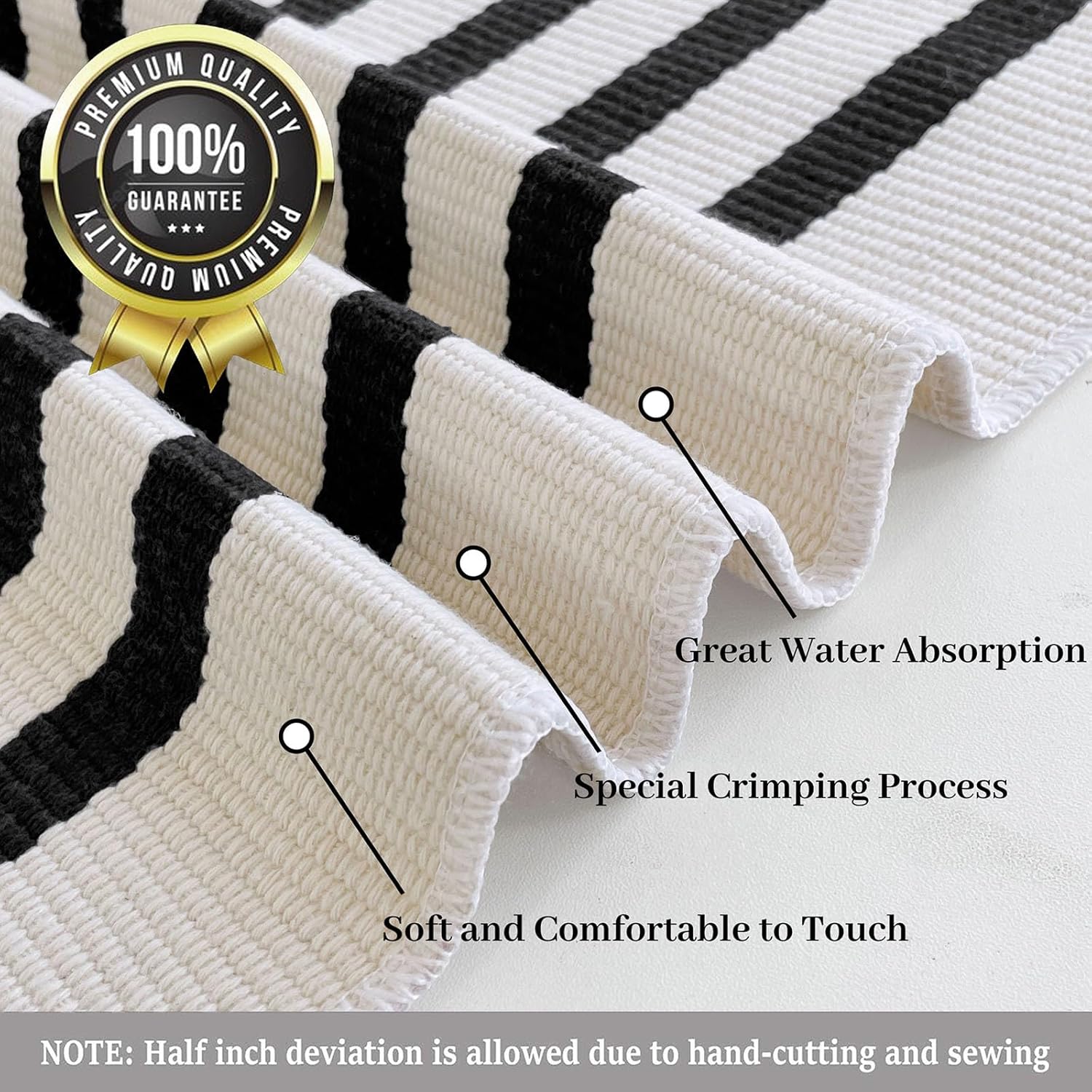 KILOCOCO Beige Striped Rug 2.3'x3.6' Indoor Outdoor Rugs Front Door Mat Hand Woven Cotton Washable Striped Layered Doormats for Front Porch/Kitchen/Farmhouse/Entryway/Patio