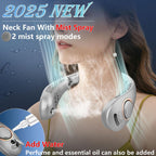 Neck Fan With Mist,Foldaway Neck Fan With Mist,Personal Fan For Neck Wearable Hanging Around,Cordless Neck Coolers For Female Male Kids Dad Mom Extremely Hot Weather Light Blue
