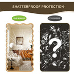 Full Length Mirror, 55"X28" Boho Wavy Wood Floor Mirror, For Bathroom, Bedroom, Living Room, Cloakroom, Entryway