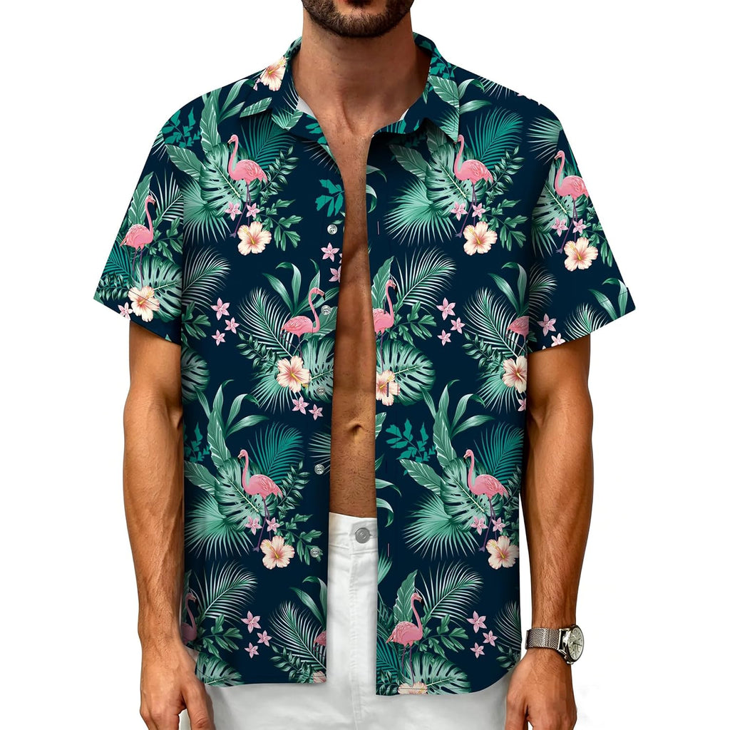 Hawaiian Shirt For Men Tropical Shirts Summer Beach Button Down Short Sleeve Luau Aloha Floral Cruise Vacation Outfit 2026