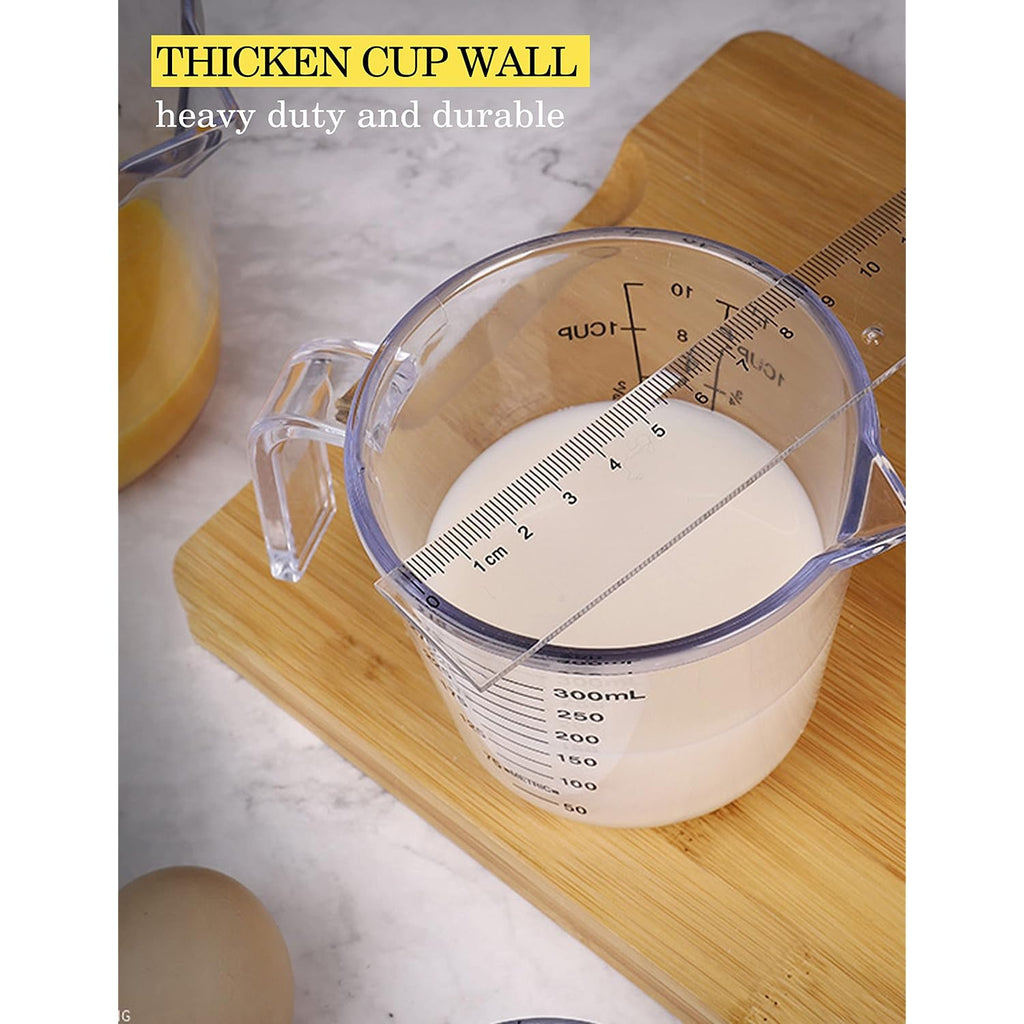 -Bingbing- Measuring Cups Set, Liquid Measuring Cups For 3 For Kitchen | Bpa Free Plastic Set With Spout Multiple Measurement Scales, Cup, Ml And Oz, (Clear)