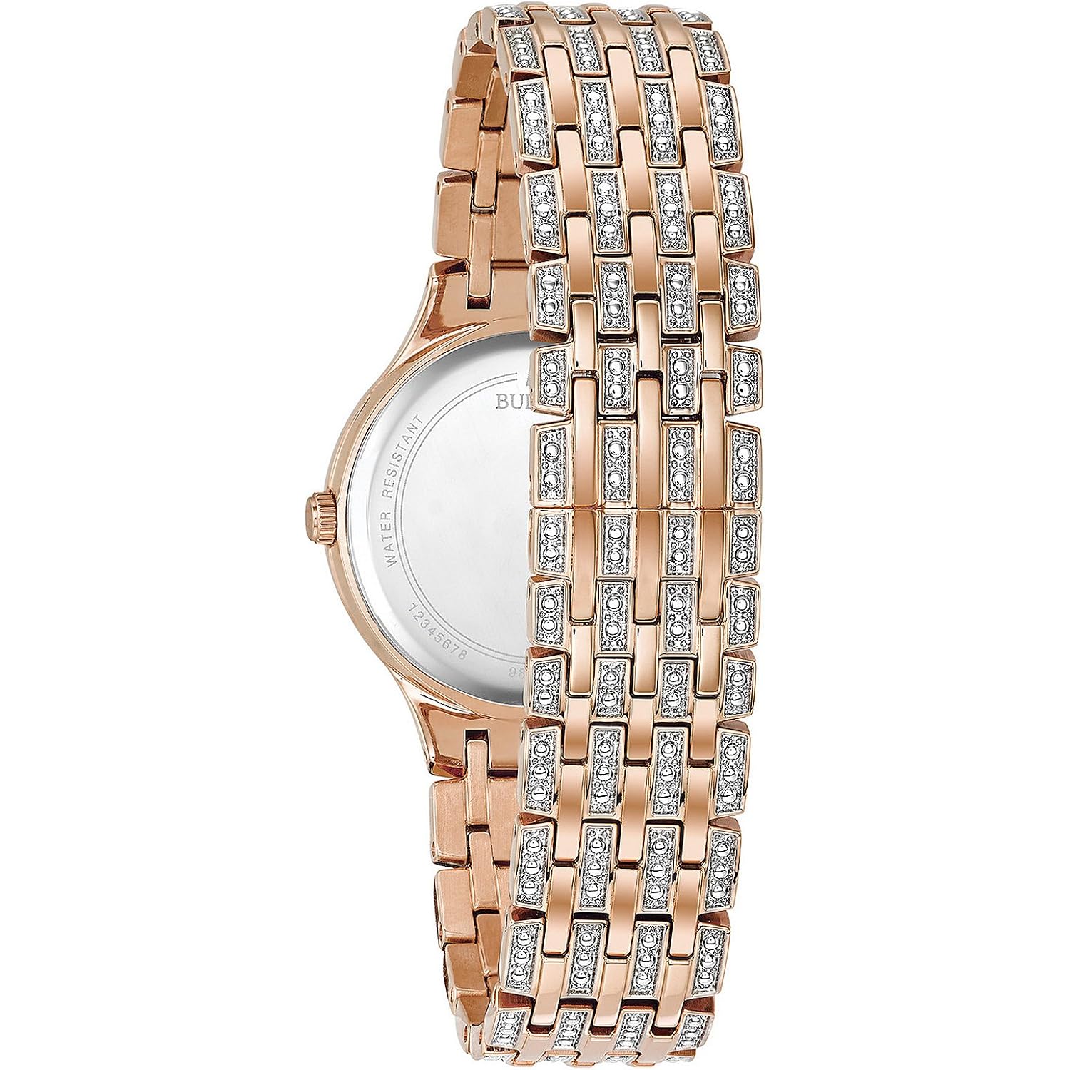 Bulova Ladies' Crystal Phantom Rose Gold Tone Stainless Steel 2-Hand Quartz Watch, 440 Crystals And Pave Dial Style: 98L235