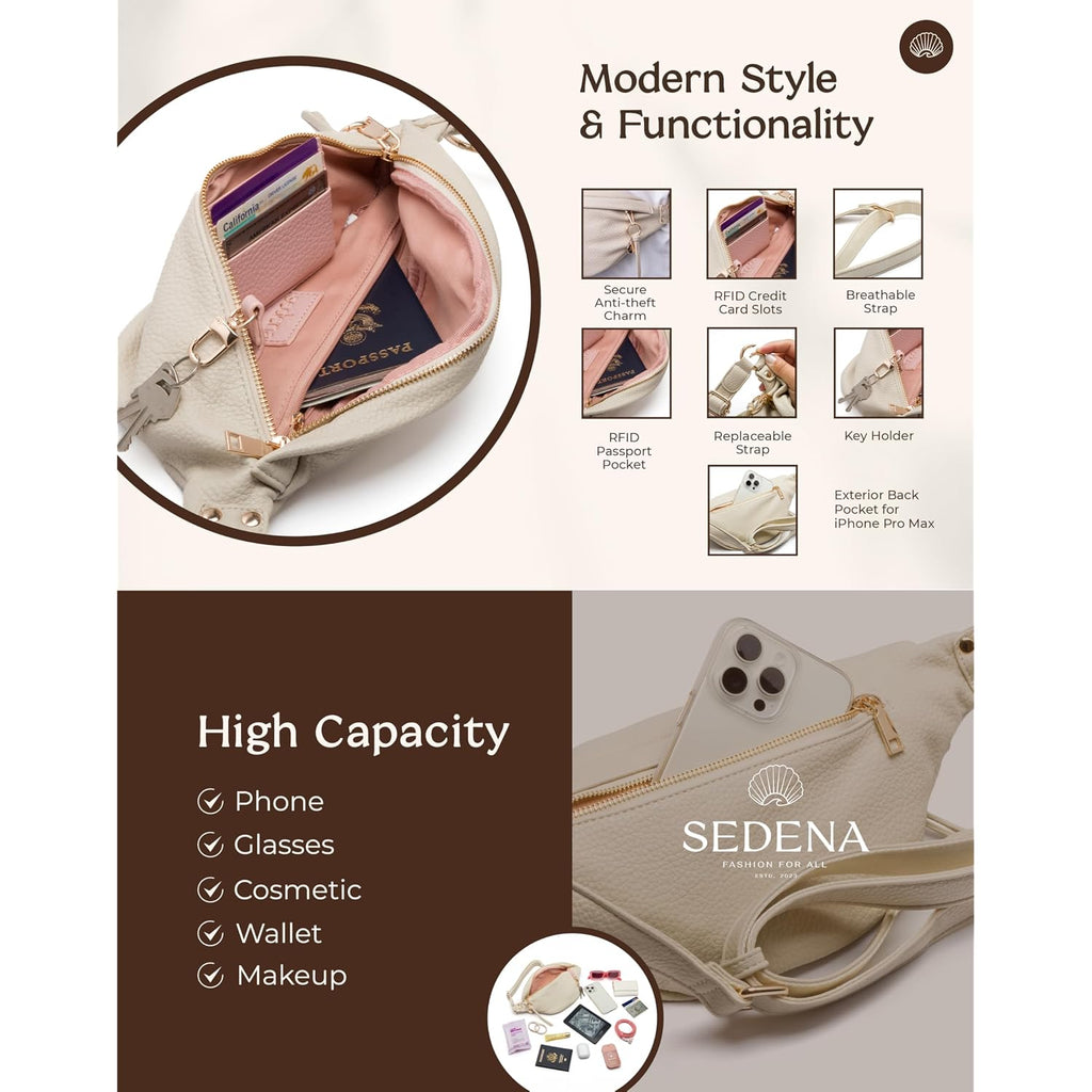 Anti Pickpocket Bag - Ivory Rfid Crossbody Bag For Travel, Adjustable Strap Multiple Compartments Anti Theft Crossbody Bags For Women Travel Size Essentials Crossbody Bags For Women Large Size