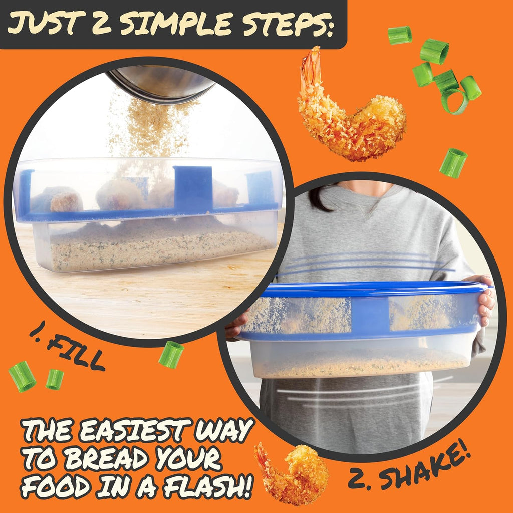 Cook'S Choice Xl Original Better Breader Bowl 16" Mess-Free Breading Station For Chicken, Fish, Wings & Vegetables – Shake & Coat Batter Tray W Lid For Air Fryer Prep, Fish Fry, Tenders & Easy Cleanup