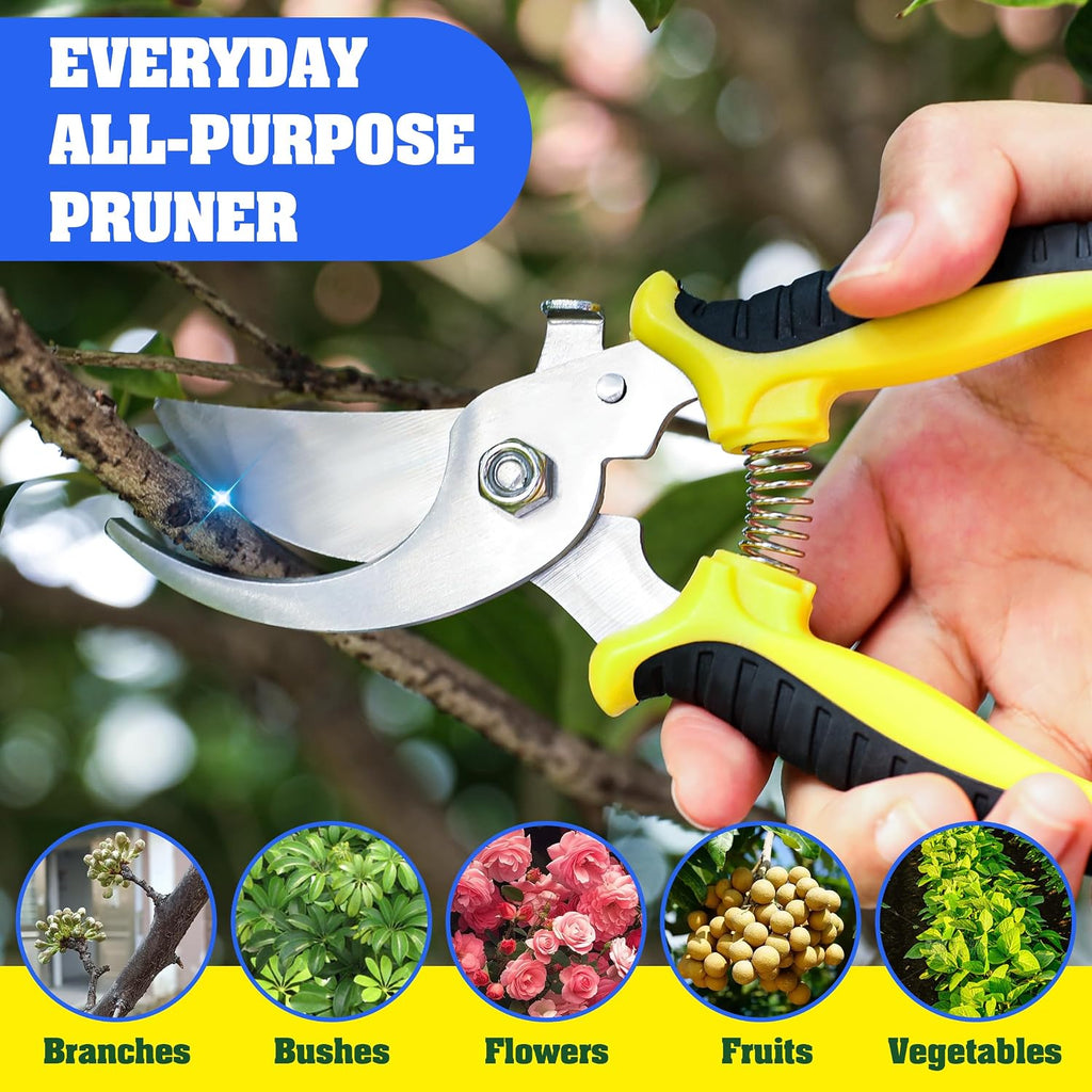 4 Pack Garden Pruning Shears, Stainless Steel Garden Shears, Gardening Shears, Garden Scissors, Clippers, Pruning Snips, Pruning Shears For Gardening Tools (4Pcs Yellow Orange Green)