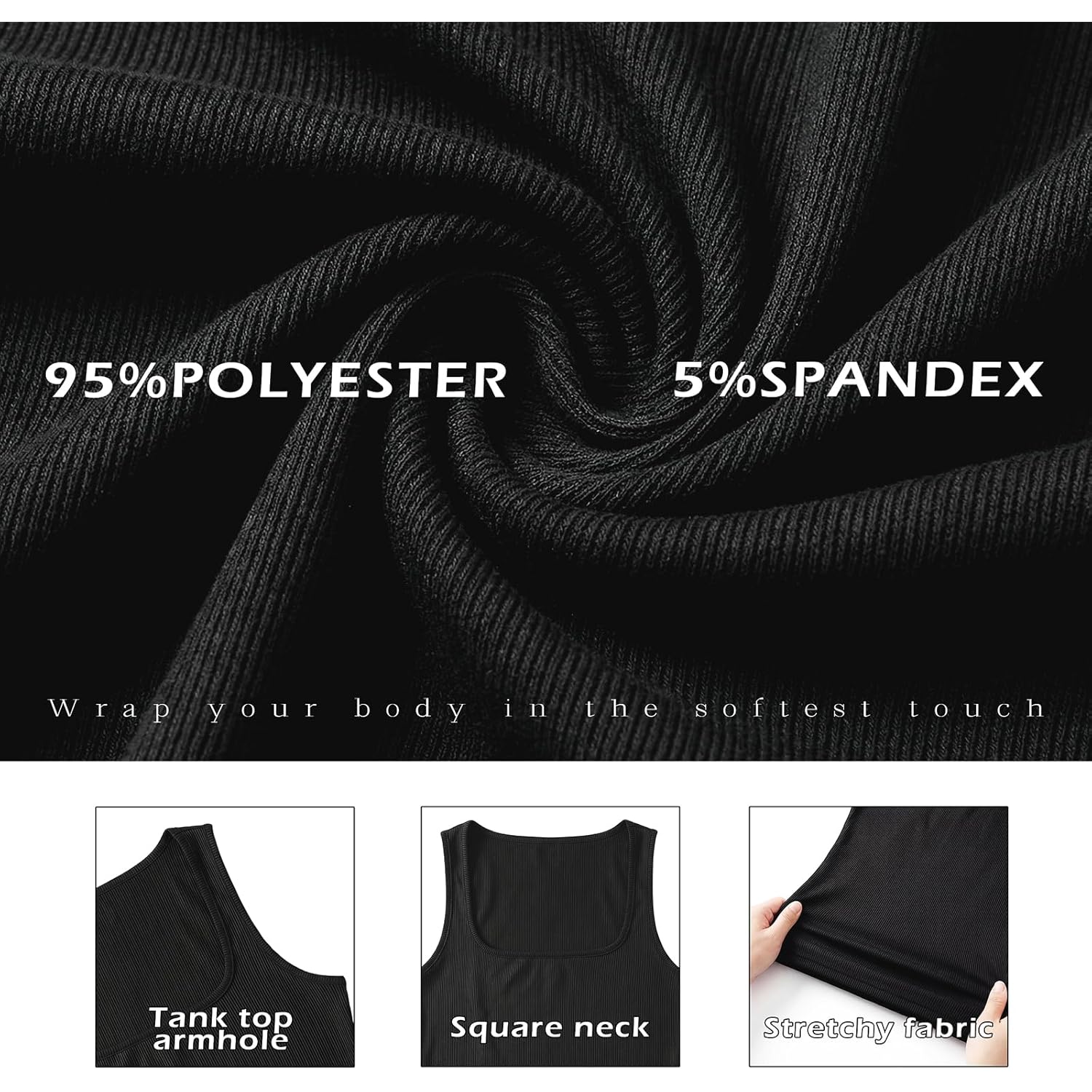 Women's 2 Pack Summer Square Neck Tank Tops Workout Cropped Ribbed Summer Camisole Sleeveless Clothes 2025