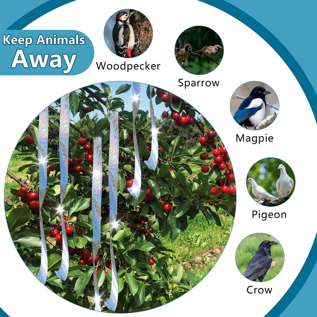 Bird Scare Tapes 262Ft*1 Reflective Flash Tape For Birds, Bird Scare Device Double Side Ribbon Scare Birds Away For House, Garden, Yard, Orchard, Patio, Outdoor