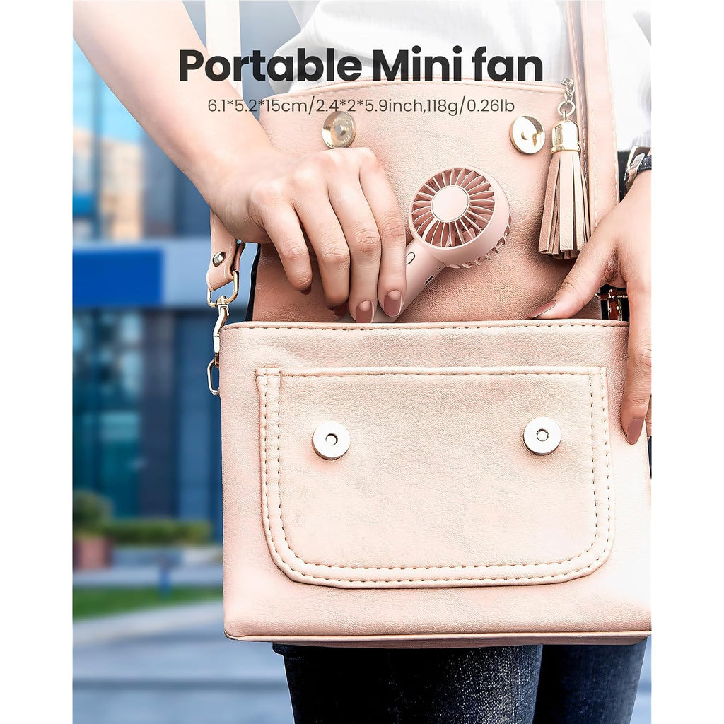 Gaiatop Mini Portable Fan, Small And Powerful, Cute Design 3 Speed Personal Handheld Fan And Desktop With Base, Lightweight Usb Rechargeable For Travel Lash Makeup Girl Women Summer Gift Pink