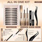 Focipeysa Fox Eye Lash Clusters Kit Fox Tail Lashes Cluster Eyelash Extensions Kit With Lash Bond And Seal, Lash Remover Lash，Lash Tweezers Diy Lash Clusters Set