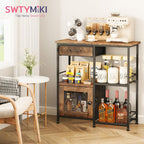 Coffee Bar Cabinet For Home - Farmhouse Coffee Stand Station Multi-Purpose Buffet Sideboard Cabinet With Drawers - Kitchen Bar Table For Living Room, Corner, Small Space, Espresso