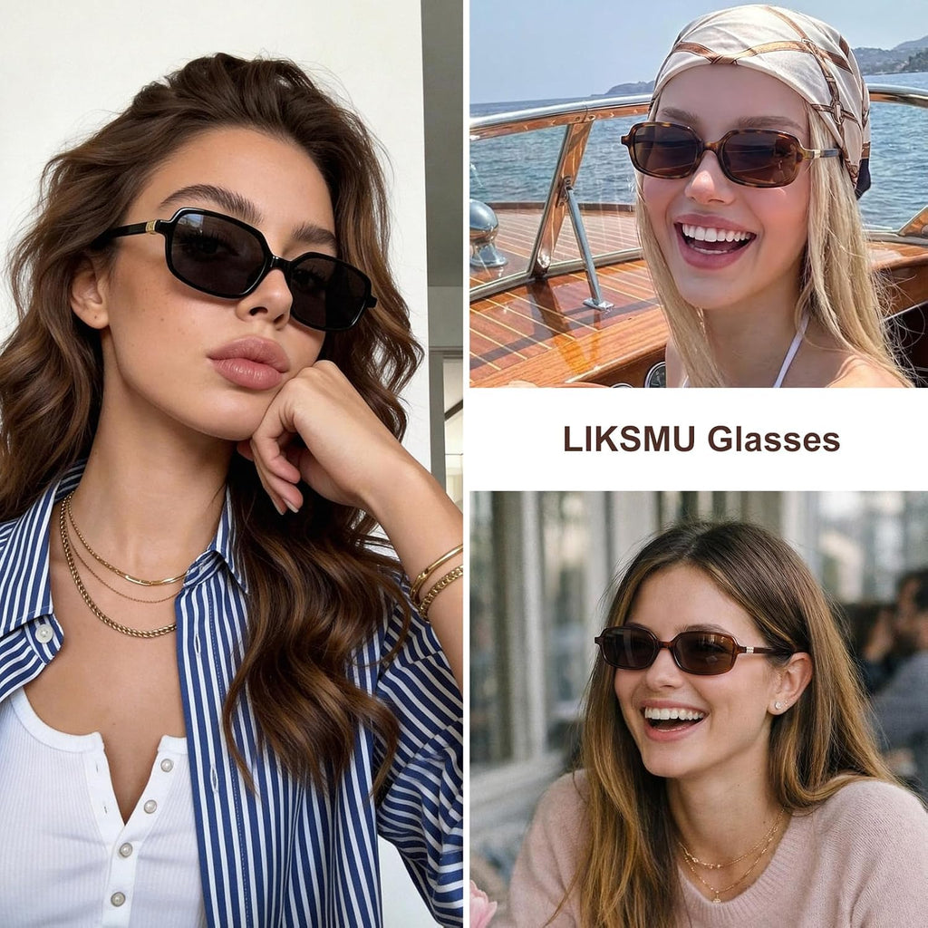 Trendy Rectangle Sunglasses For Women Men Retro Fashion 90S Small Square Shades Vintage Y2K Sun Glasses