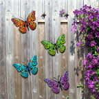 Metal Butterfly Wall Decor - 9.6" Outdoor Fence Wall Art Decor, Hanging Decoration For Garden Yard Living Room Bedroom Patio Balcony(4 Pack)