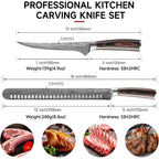 Professional Bbq Carving Knife Set, Slicing And Boning Knife For Meat Cutting,German High Carbon Stainless Steel Carving Knife For Meat And Turkey.