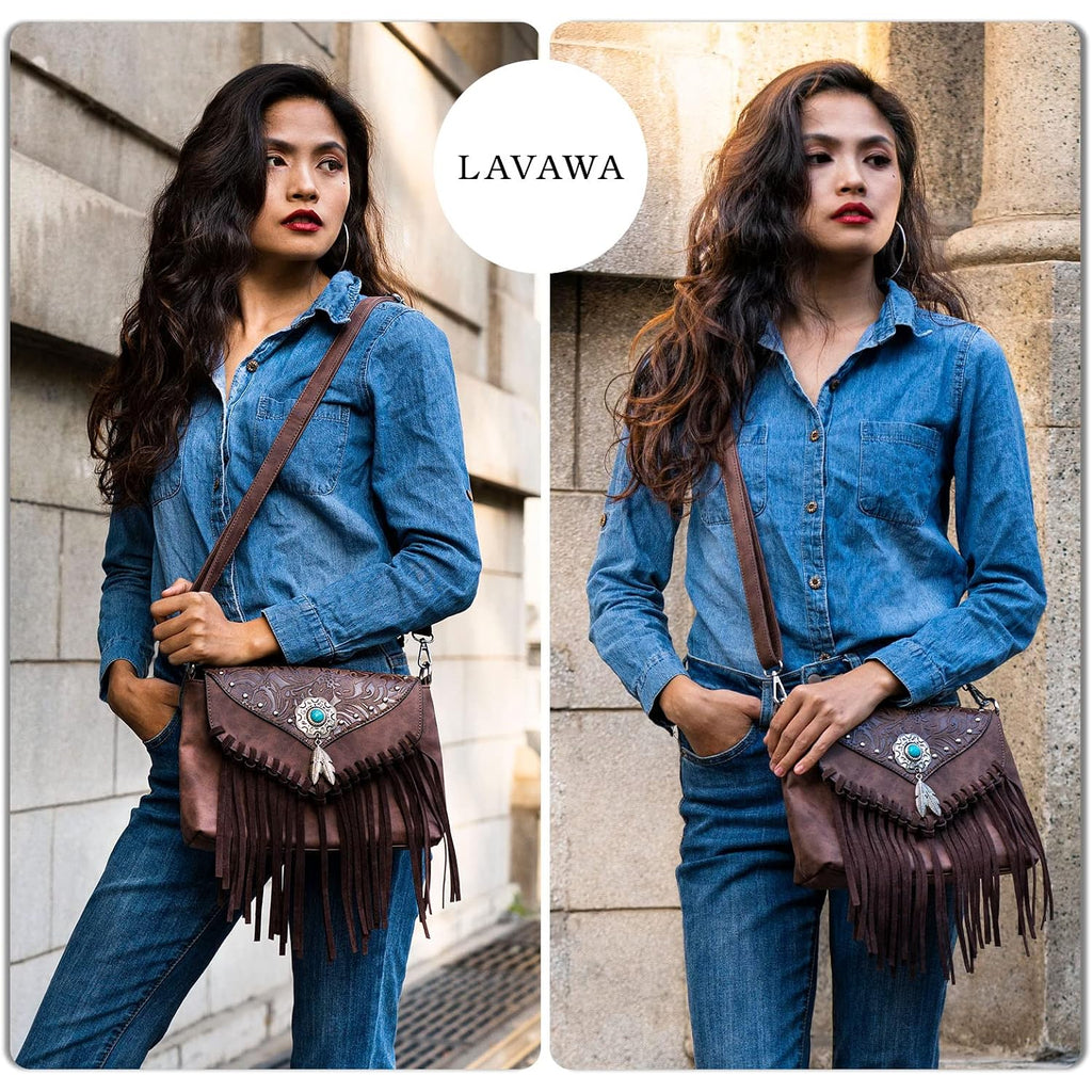 Small Crossbody Bags For Women Crossbody Handbag Fringe Purse Tassel Shoulder Bag Turquoise Concho Wallet