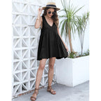 Athlisan Womens Summer Sleeveless Mini Dress Casual Loose V Neck Sundress With Pockets