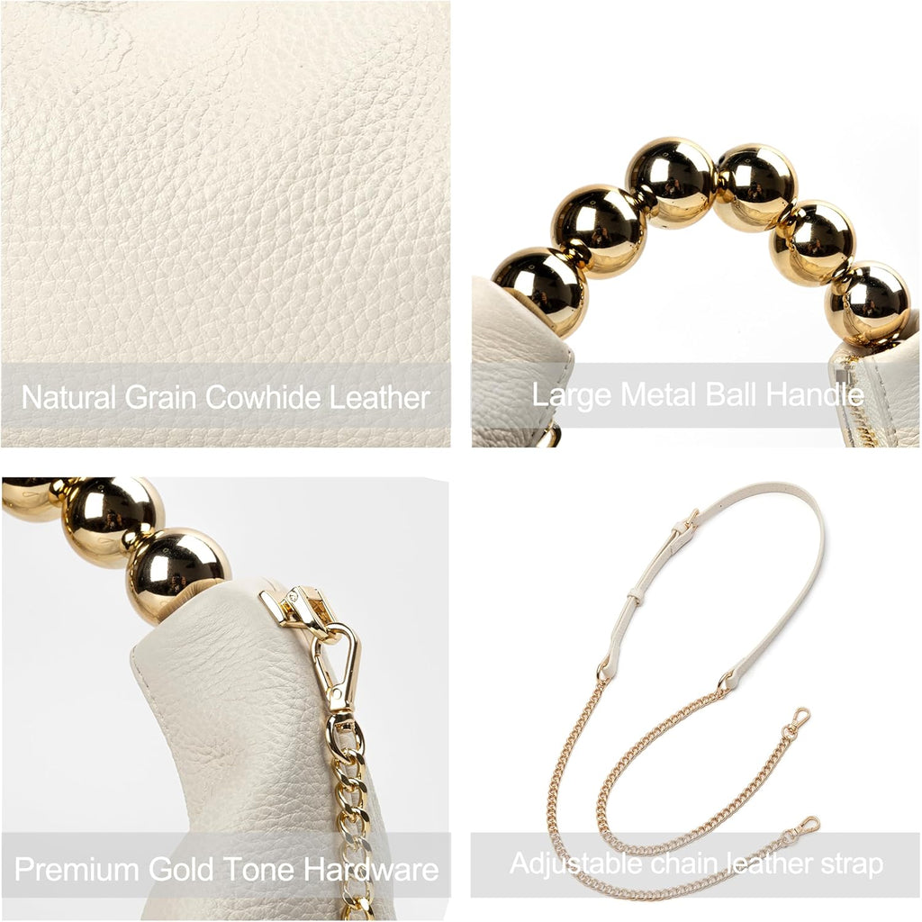 DORIS&JACKY Small Top Handle Clutch Purse for Women, Designer Evening Bag With Pearl Tote Handle and Chain Strap