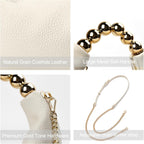 DORIS&JACKY Small Top Handle Clutch Purse for Women, Designer Evening Bag With Pearl Tote Handle and Chain Strap
