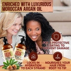 Argan Oil Shampoo And Conditioner Set - Sulfate Free Moroccan Care With Keratin - For Curly, Straight, Dry And Damaged Hair - Moisturizing, Hydrating, Anti Frizz Salon Technology