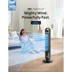 Dreo Tower Fan For Bedroom, 26Ft/S Velocity, 90° Oscillating, 8H Timer | 4 Speeds, 3 Modes, 28Db Quiet Standing Fan, Floor Fan For Room, Living Room, Office, Home, Cooling Fan With Remote, Black