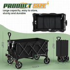 Wagons Carts Foldable,Collapsible Wagon With Wheels,450Lbs Heavy Duty Beach Wagon Cart,Lightweight Portable Folding Utility Wagon Cart With Cup Holders For Camping, Garden, Sports, Grocery Pcs