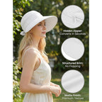2-in-1 Women’s Sun Visor Sun Hat Zipper Off Ponytail Friendly, Lightweight Quick Dry, Summer UV Protection