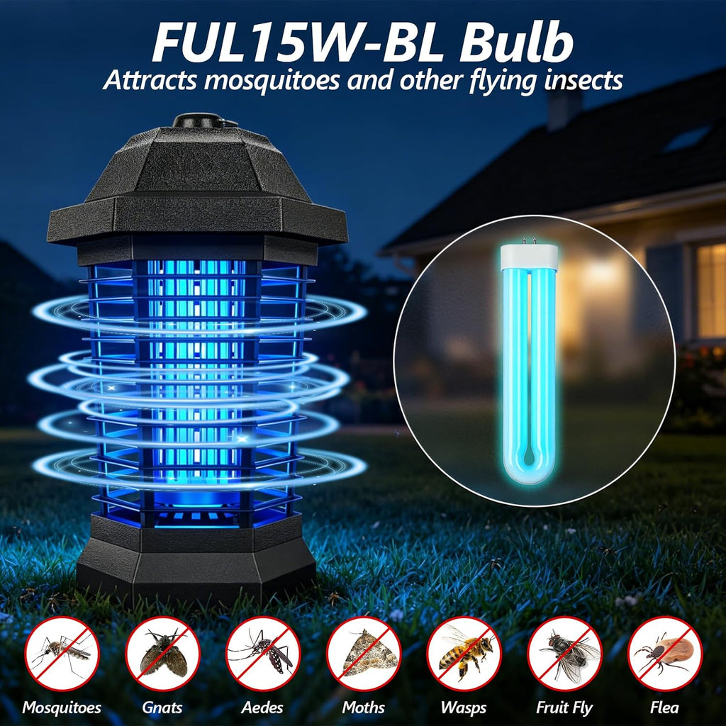 Bug Zapper Light Bulb Replacement For 15W Bug Zapper With 4-Pin Base, Ful 15W-Bl U Shaped Twin Tube Bulb For Outdoor Mosquito Zapper, 2 Pack