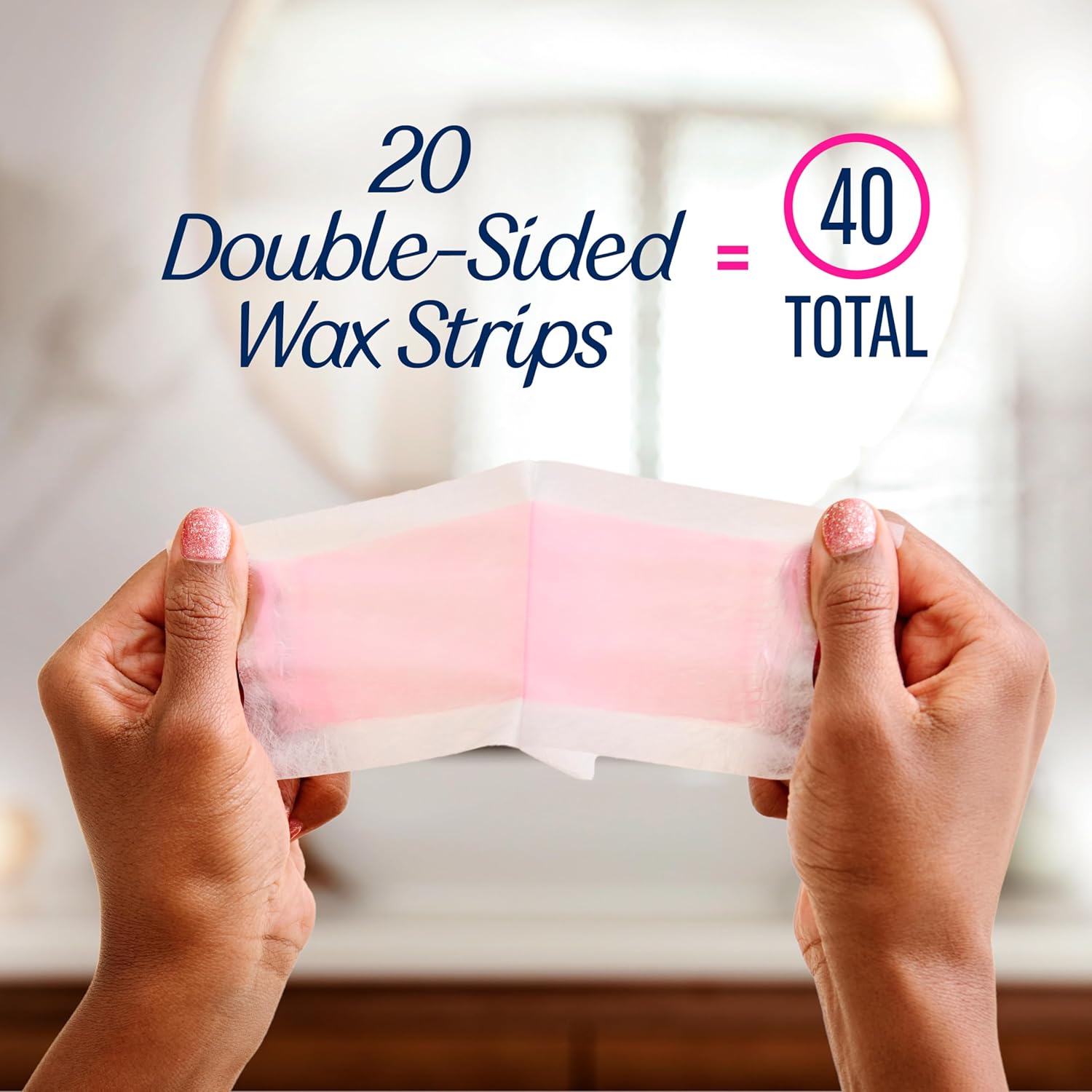 VEET Ready-To-Use Waxing Kit For Women, Wax Strips For Body Hair Removal, Wax Kit For Legs and Body, Personal Care Product, Hair Remover, 40ct Waxing Strips (20 Double-Sided), 4ct Body Wipes