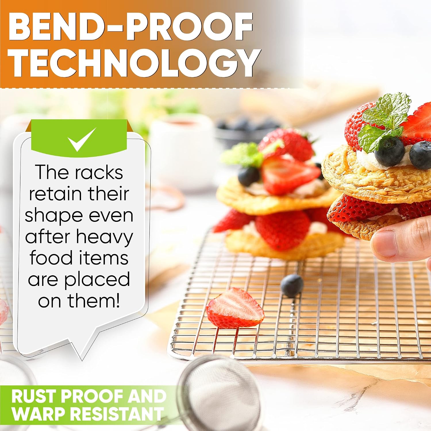 Spring Chef 10 X 15 Inch Stainless Steel Cooling Rack For Cooking & Baking - Heavy Duty Cookie Cooling Rack For Kitchen - Oven Safe - Fits Jelly Roll Pan - Dishwasher Safe