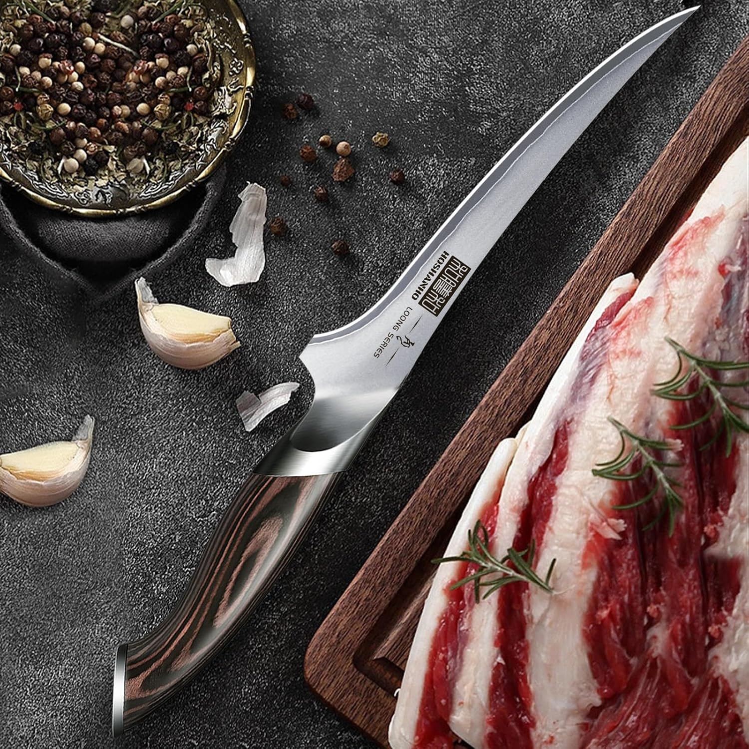 Hoshanho Fillet Knife 7 Inch, Super Sharp Boning Knife In High Carbon Stainless Steel, Professional Japanese Fish Knives For Meat Poultry Cutting