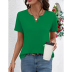 Lomon Womens Short Sleeve V Neck T Shirts Summer Tops Basic Tees Business Casual Blouses Trendy Fashion Clothes