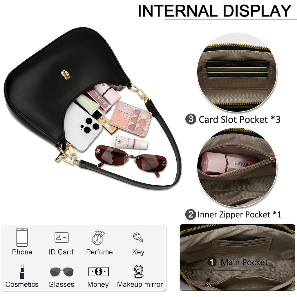 Kkxiu Shoulder Bag For Women Cute Hobo Handbag And Vegan Leather Retro Small Clutch Purse With Zipper
