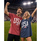 USA T-Shirt for Men, Women, Unisex - Vintage American Flag Graphic Tee - Patriotic Short Sleeve Crew Neck Top - 100% Cotton
