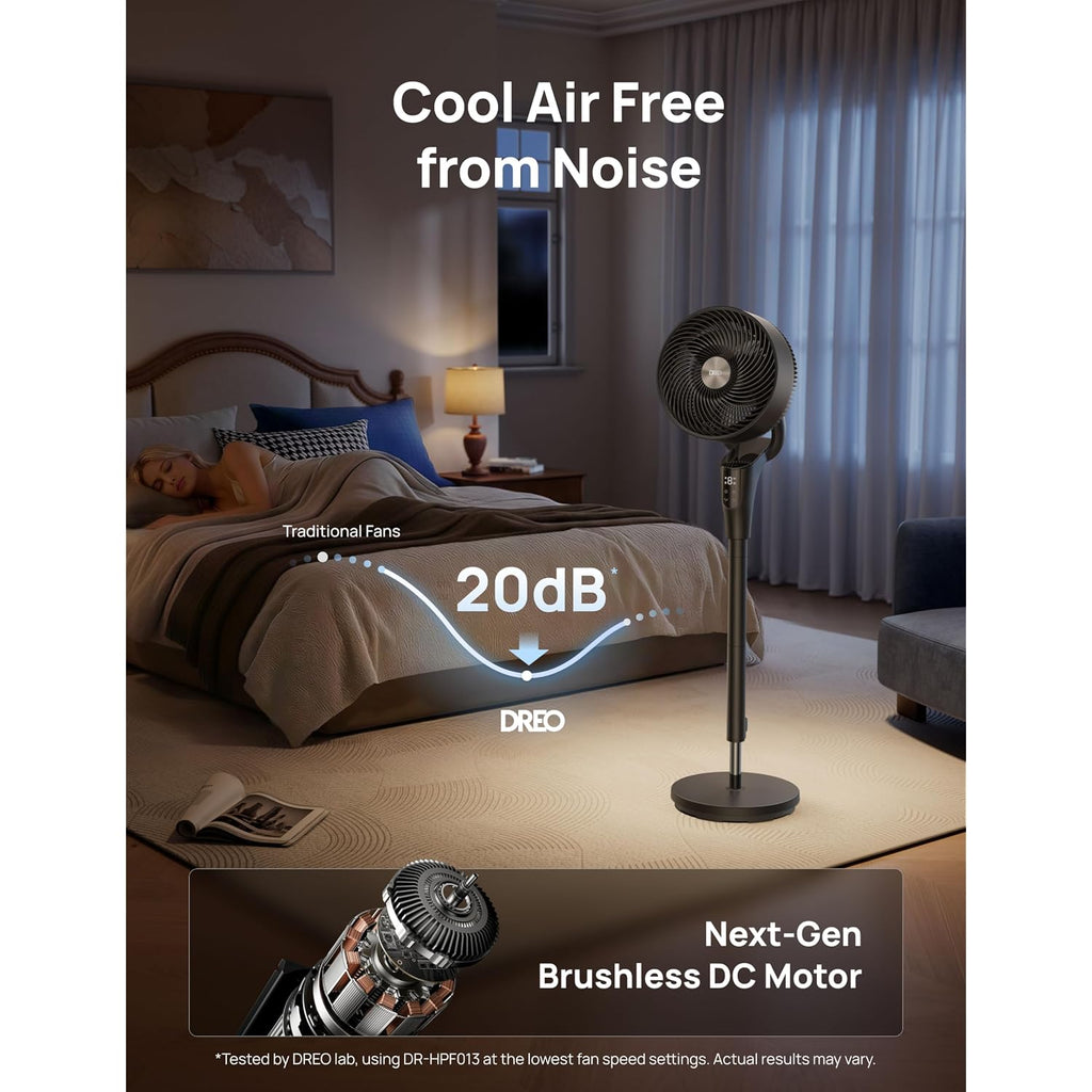 Dreo Fan For Bedroom, 2026 Upgraded, 90Ft Airflow, 20Db Quiet Fan, 90° Oscillating Standing Fan For Whole Room, Dc Motor, 8+H Speeds, 3 Modes, 38-42'' Adjustable Height, 8H Timer, 105° Manual Vertical